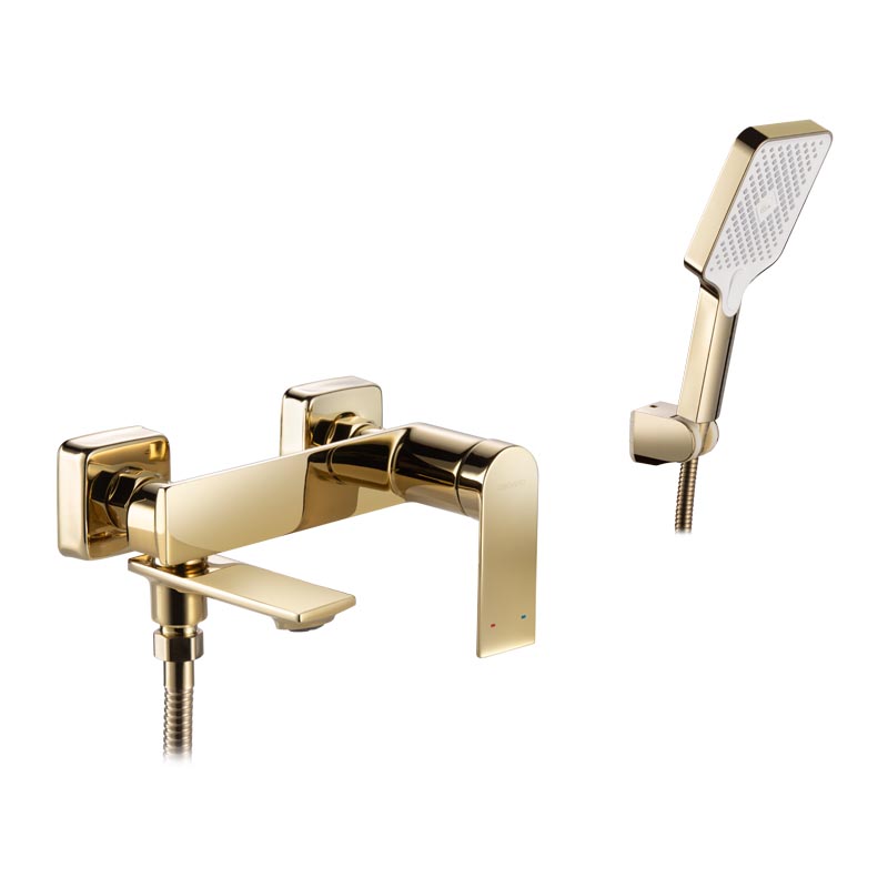 Смеситель для ванны с коротким изливом и гарнитуром FENDI POLISH GOLD