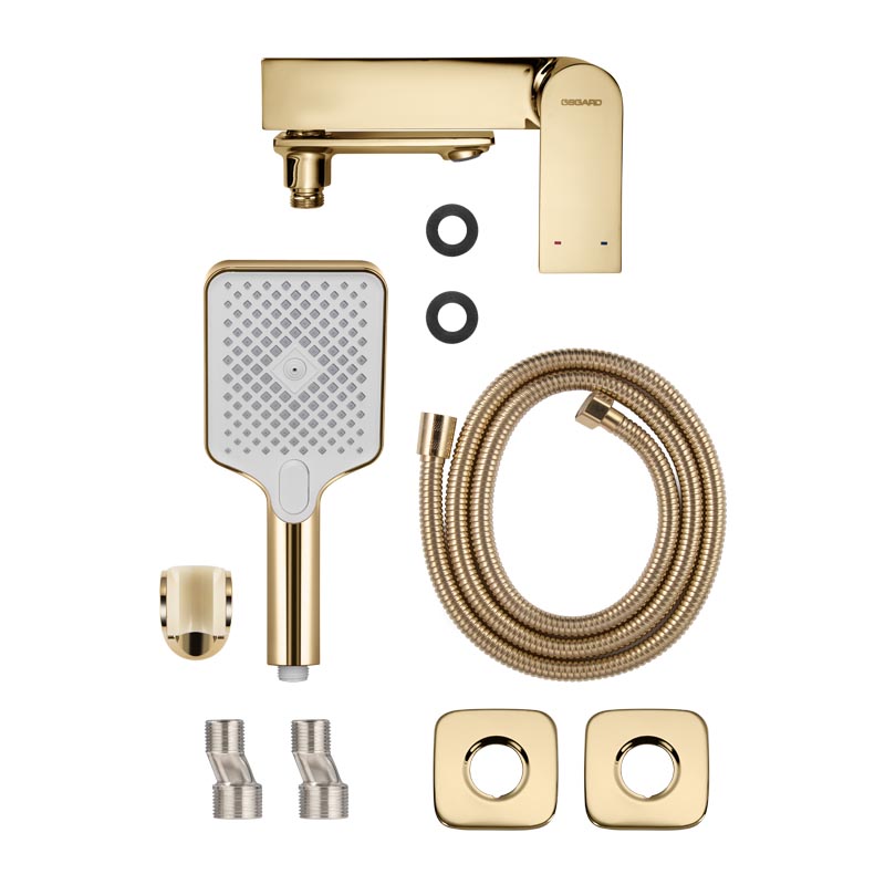 Смеситель для ванны с коротким изливом и гарнитуром FENDI POLISH GOLD
