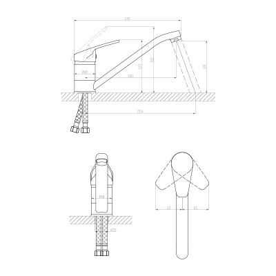 Схема Смеситель для кухни HUGEN
