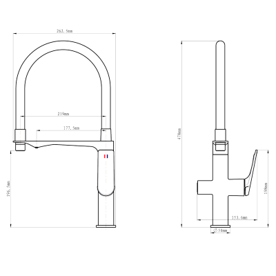 Схема Смеситель для кухни NORA ХРОМ/БЕЛЫЙ