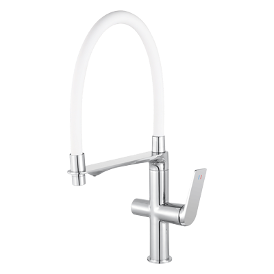 Смеситель для кухни NORA ХРОМ/БЕЛЫЙ